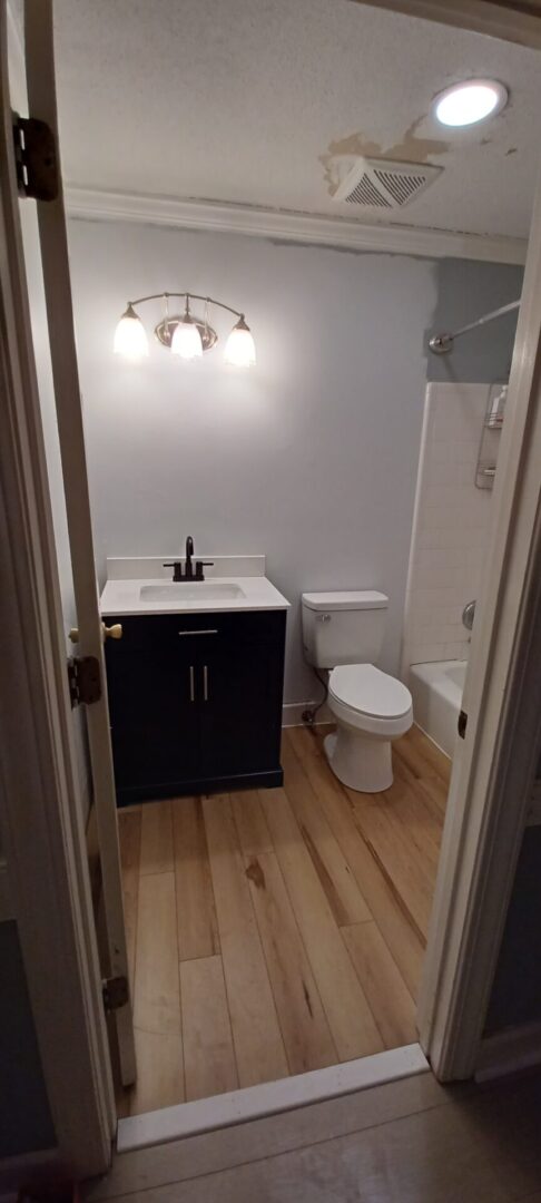 Modern bathroom with sink and toilet