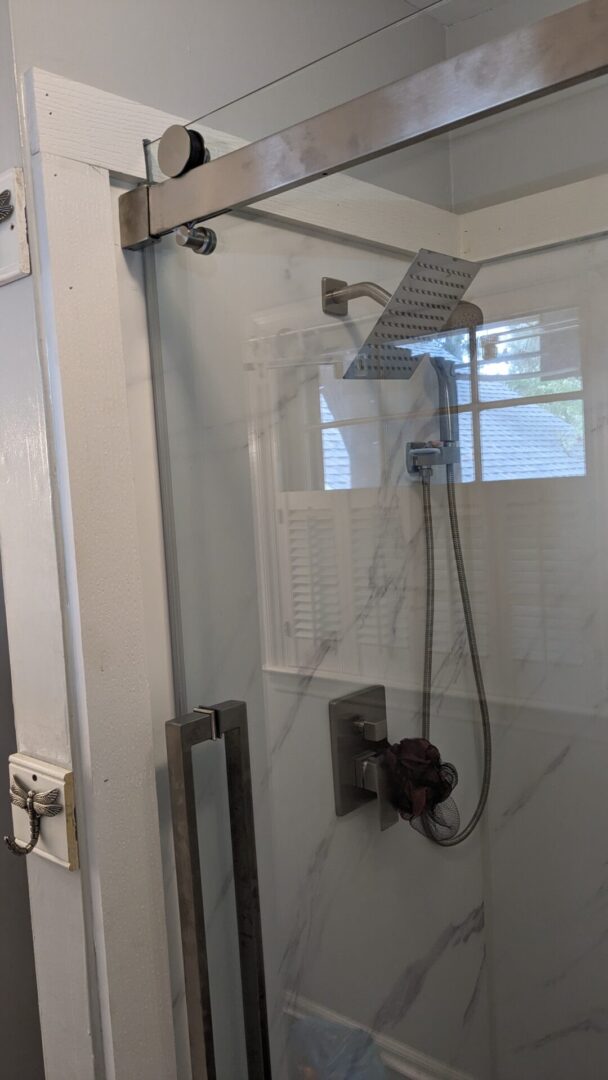 Bathroom shower with sliding door
